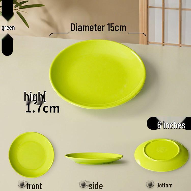 Melamine Round Plate: Porcelain-Look, Two-Color, for Commercial Use In Restaurants and Buffets - Perfect for Fast Food, Rice Bowls, and Cold Dishes.