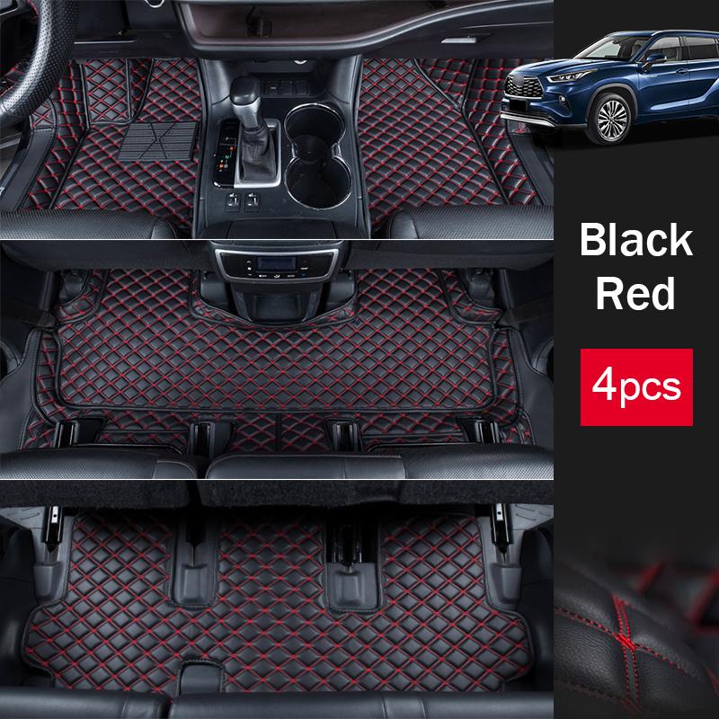 PU-Leder-Auto-Bodenmatte Innenteppiche Fußpolster Matten Abdeckung Zubehör für Toyota Highlander XU70 2020 2021 2022 2023 Hybrid