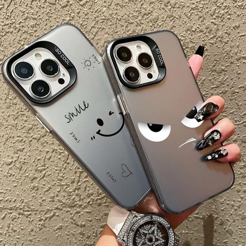 Phone Case For Samsung A15 A35 A55 A34 A05S A54 Case Galaxy S21 FE S22 S23 Plus S24 Ultra Funny Smile Angry Face Plating Cover