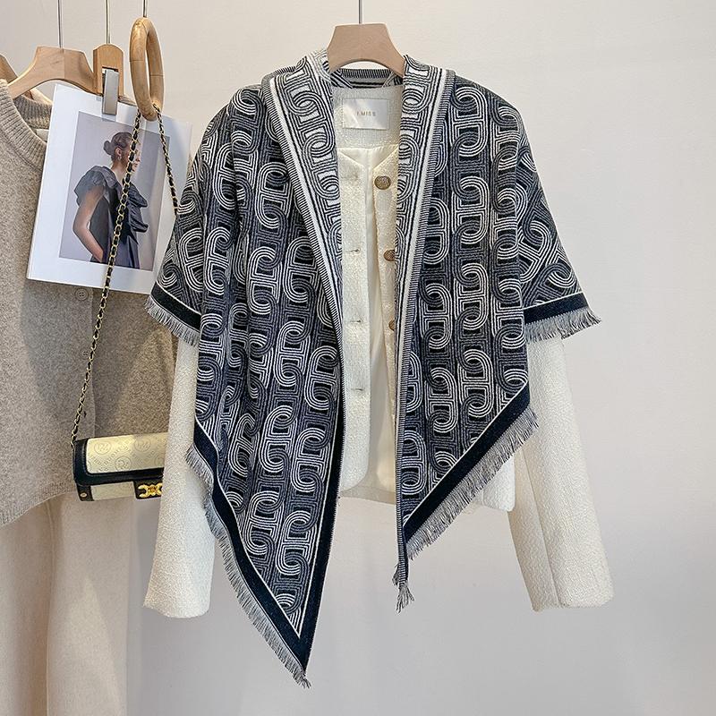 Women's Winter Faux Cashmere Scarf - New Design with Thick Warm Pashmina Wrap, Soft Female Shawl Kerchief Blanket
