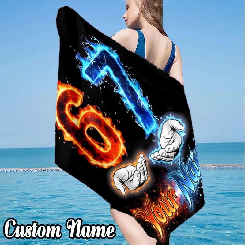 Custom Name Game Number 67 Beach Towel - Soft, Ultra-Absorbent Microfiber, Lightweight, Perfect for Beach, Parties, Travel, Camping