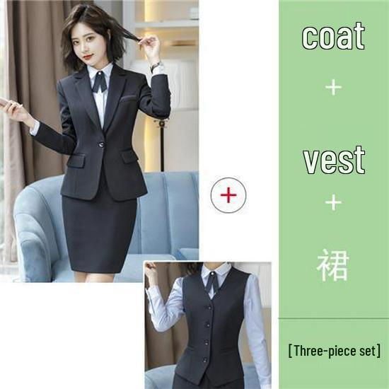 Elegant Black Women's Slim Fit Business Suit for Professional Settings