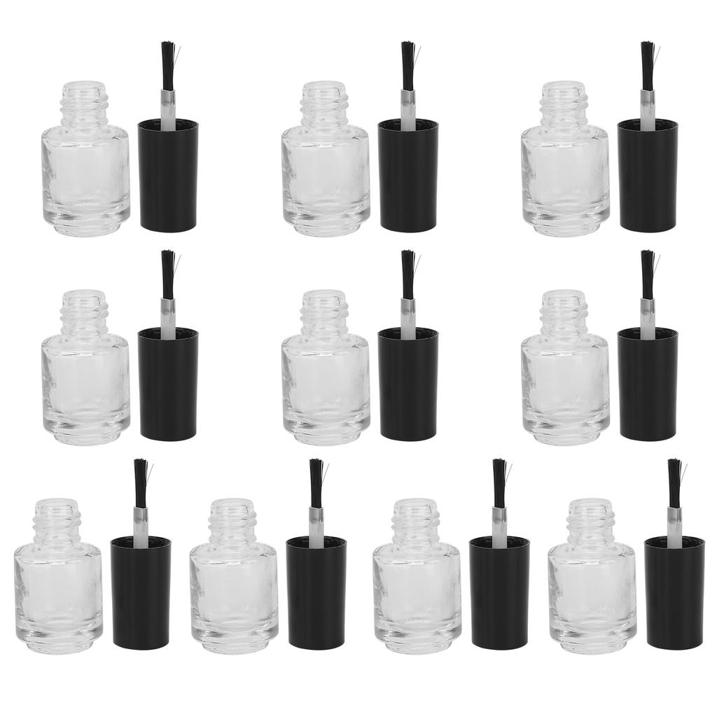 10pcs 5ml Professional Empty Nail Polish Glass Bottle with Brush Cap Funnel Mixing Balls