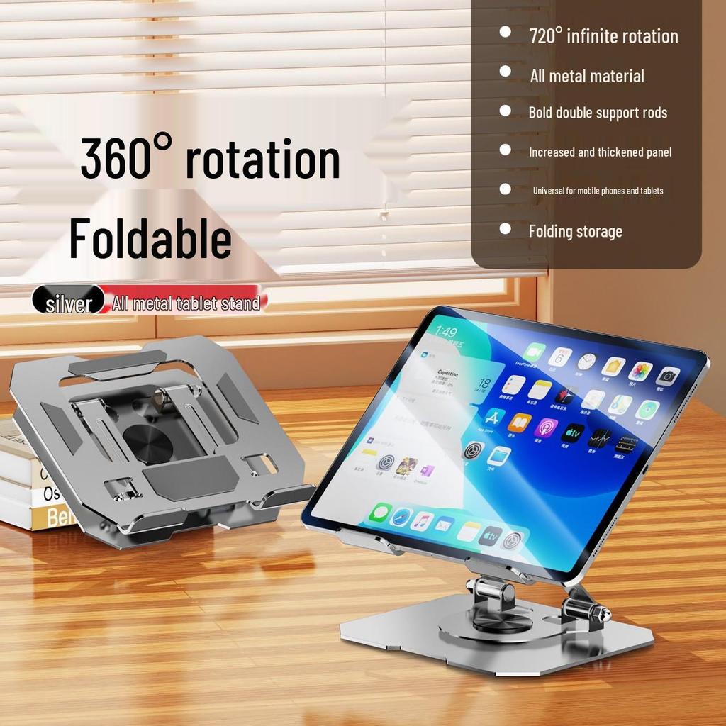 Rotatable Foldable Metal Tablet & Phone Stand for iPad, Mobile Gaming, Learning, & Desk Use