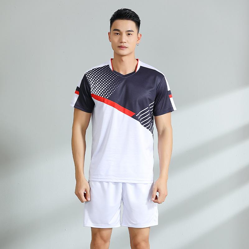 Badminton Clothes Outfit Short Sleeve Latest Blue Color Mens and Womens Quick-Drying Summer Table Tennis Wear Training Competition Clothes