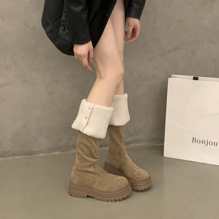 [Fan snap-up price] Over-knee thick-soled two-wear folded knight boots, fat mm thick legs, thin high boots, women's winter