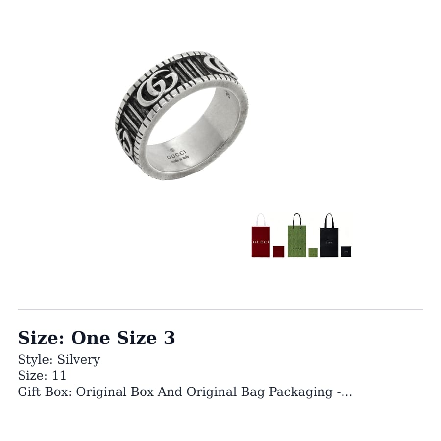 GUCCI GG Marmont 925 Sterling Silver Rings Unisex 551899-J8400-0811-