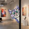 Waterproof Cat Car Decal Stained Glass Window Cling, Vintage Colorful Kitty Decal, Removable Static Artistic Decoration Sticker for Door Wall