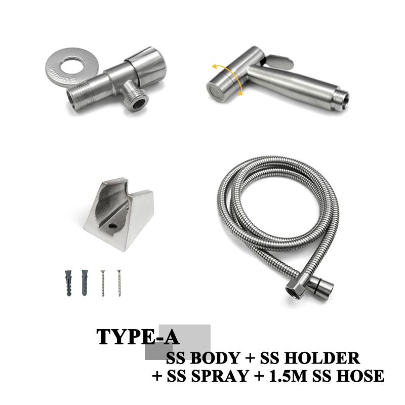 Gebürsteter tragbarer Bidet-Sprayer 304 Edelstahl WC-Bidet-Armatur Kaltes Badezimmer Shattaf-Ventil Jet-Set Einlaufdusche für Po