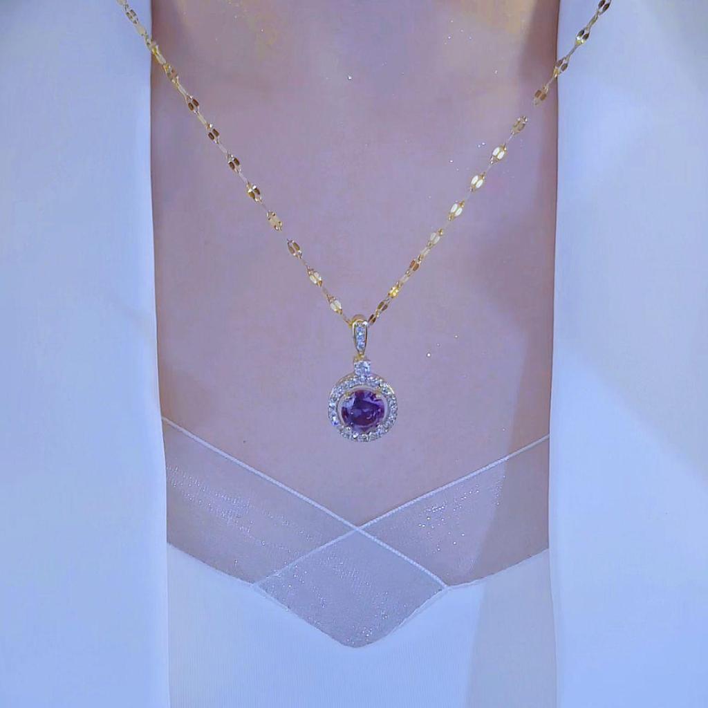 2024 Exquisite Purple Pendant Clavicle Necklace for Women - Advanced Niche Design In Round Diamond Style