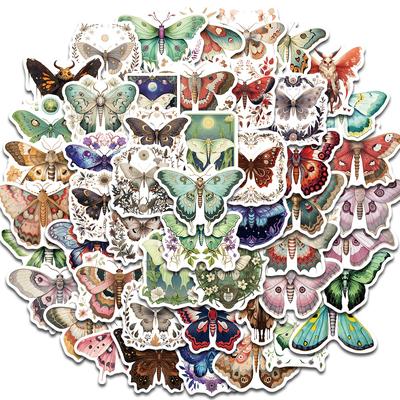 50PCS Colorful Moth With Sharp Edges Stickers Kawaii Cartoon Good Harvest Photocard Graffiti Waterproof Scrapbook Diary Sticker