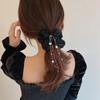 Neue Damen Perlen Strass Haargummi Scrunchie Quaste Chiffon Dickdarm Elastische Haar Bänder Schleife Pferdeschwanz Haar Zubehör