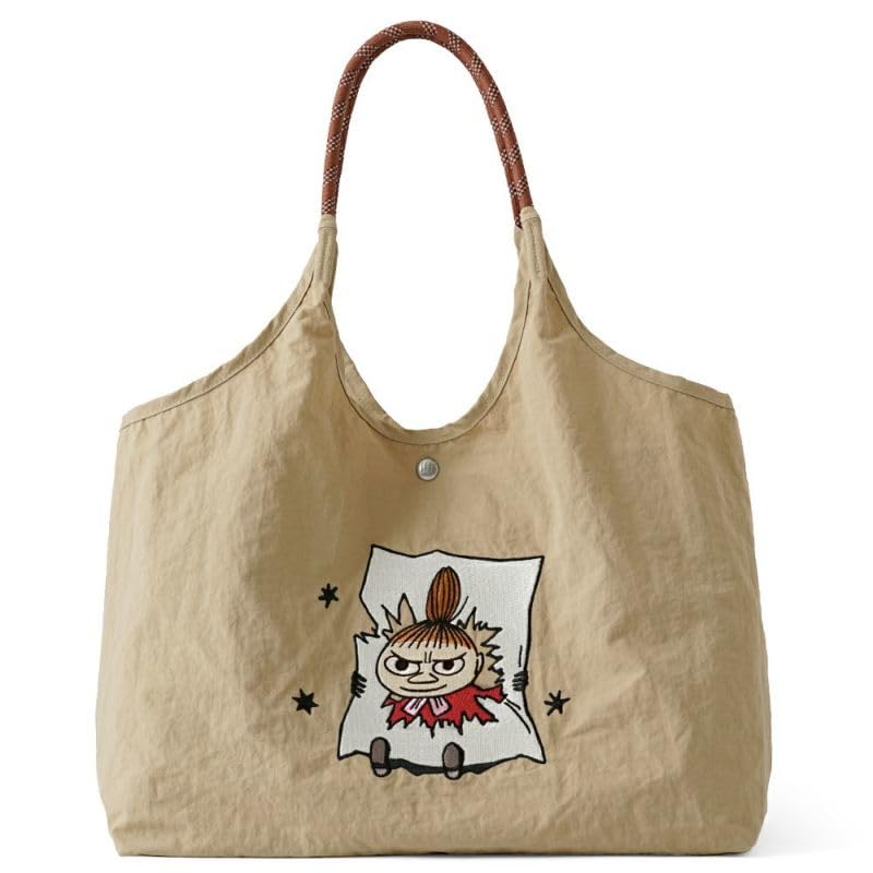 

[Moomin] Tote bag, large capacity, embroidered, RMPK-01, beige (Little My)