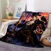 Grim Reaper Skeleton Top Hat Scythe Graveyard Red Moon Print Flannel Throw Blanket Soft Warm Blanket for Sofa Bed Home Decor