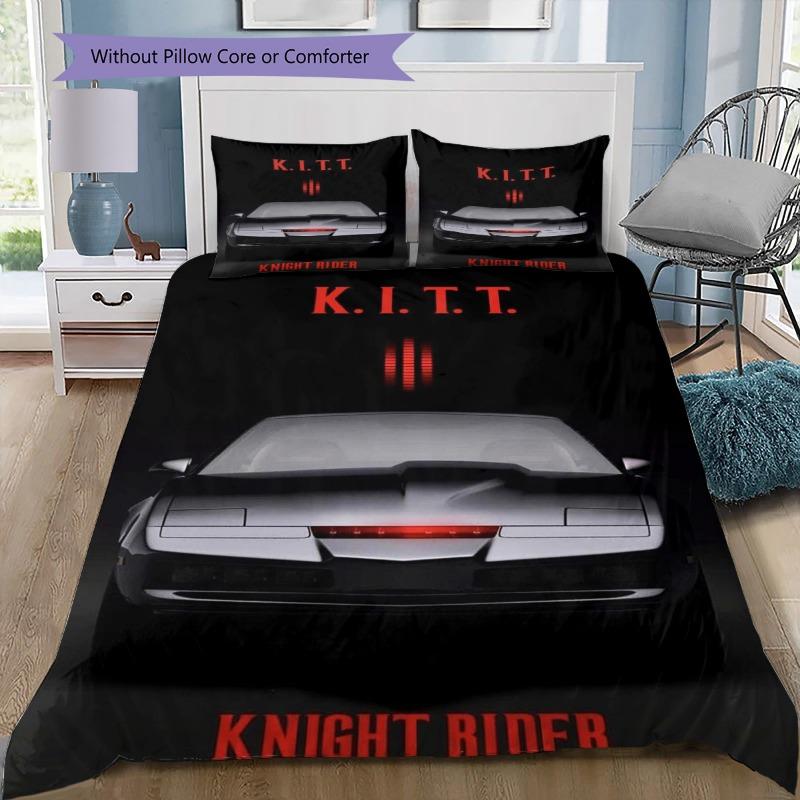 Knight Rider David Hasselh Bedrucktes Bettwäsche-Set, Weiche Polyester-Bettbezüge & Kissenbezüge für Schlafzimmer, Keine Bettdecke enthalten 135x200cm