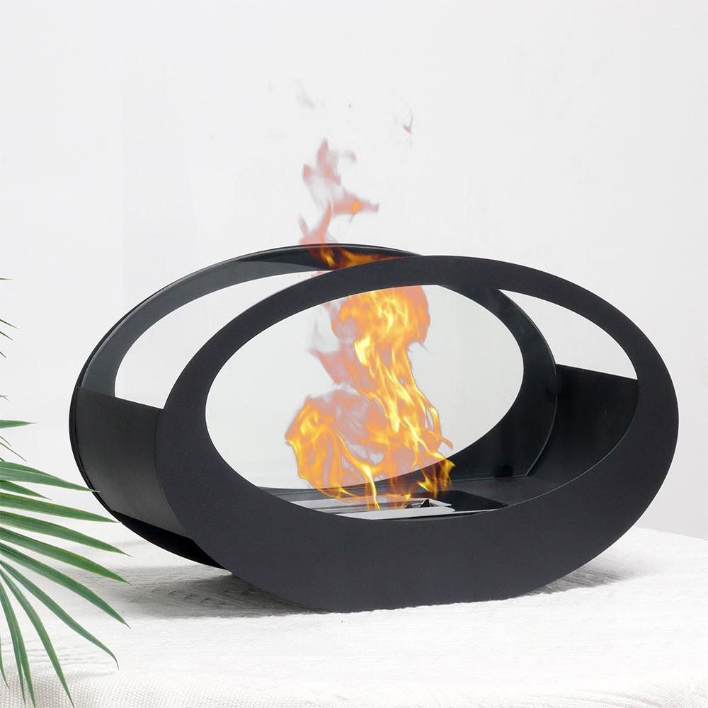EU Stock Elegant Oval Tabletop Fireplace Clean Bioethanol Decorative Fireplace Restaurant Bar Portable Fireplace for Indoor
