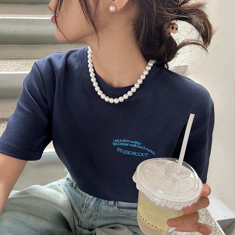 French pearl necklace simple commuter versatile collarbone chain design sense creative necklace women