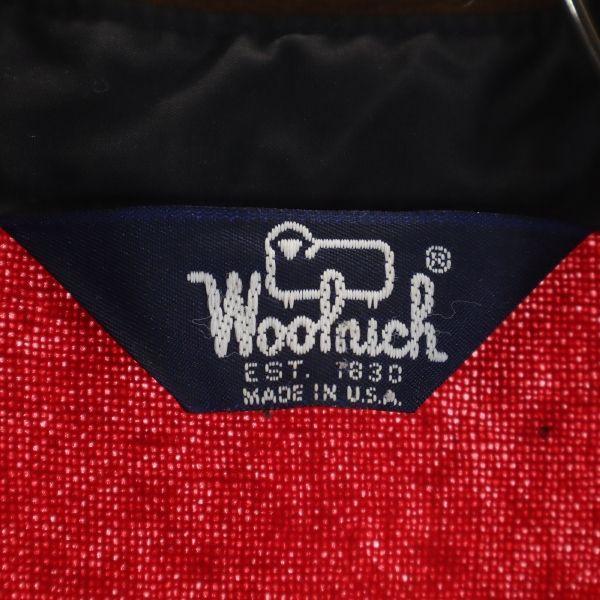 Woolrich 80s Made In USA Wool Long Sleeve Shirt Red Elbow Patch Men's Used