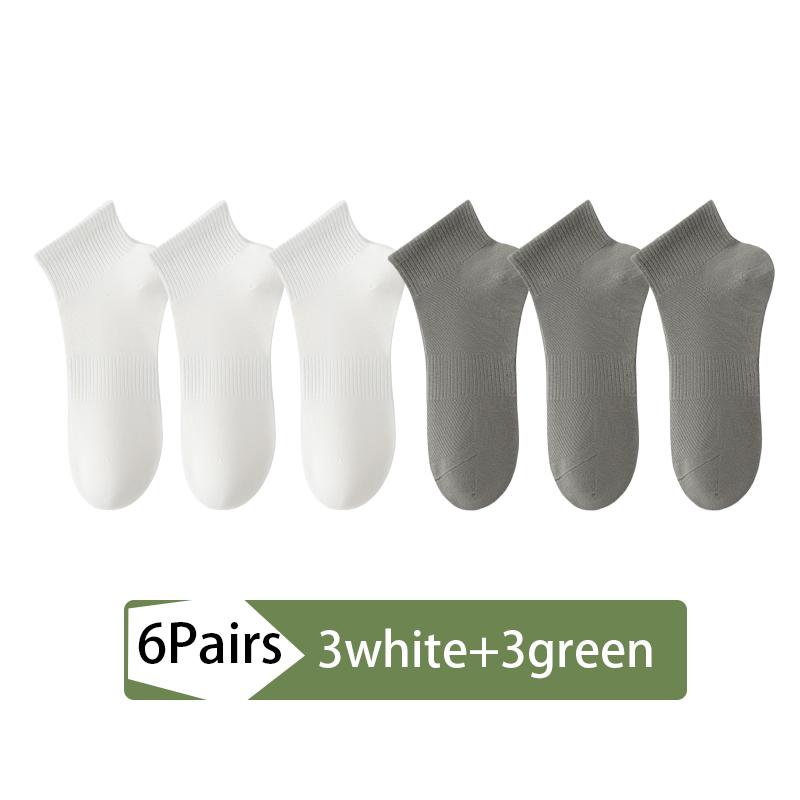 

6Pairs High Quality Men Socks Short Combed Cotton Mesh Breathable Odor proof and antibacterial Spring Summer for Male sock New Size EUR38-45 EUR38-45 зелений/білий