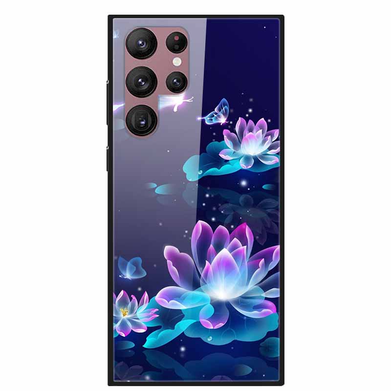 For Samsung Galaxy S22 Ultra 5G Phone Case Tempered Glass Back Cover Hard Case For Samsung  S22 Plus S 22 Capa Shell Funda Coque
