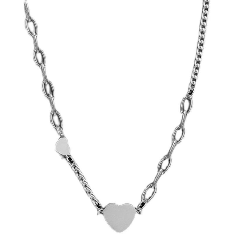 Love necklace women s summer new splicing collarbone chain niche design sense ins cold trend titanium steel chain
