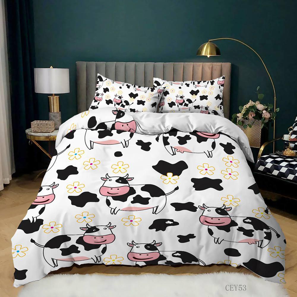 

Animal Cow Three-piece 3D Digital Printing Kit Sheet 135 * 200 (two-piece set) 90g