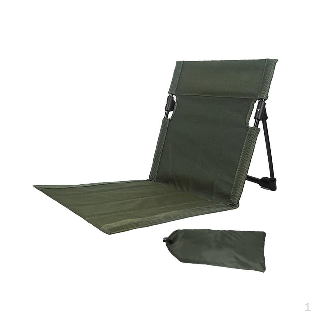 Beach Chair with Back Support Floor Storage Bag Foldable Stadium Seat