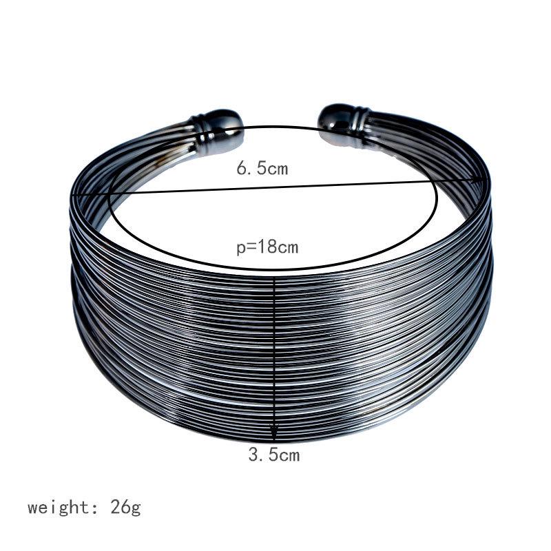 Fashion Wire Wrap Open Wide Cuff Bracelet Bangle For Women Jewelry Vintage Statement Metal Black Gold Silver Color Bangle Female