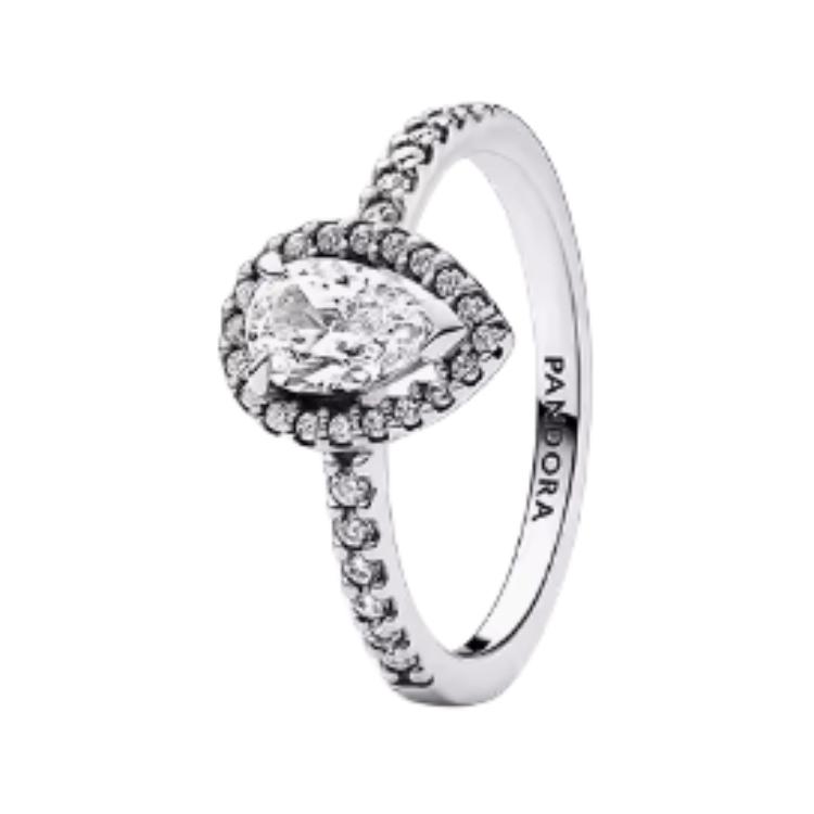 Pandora Pear Shape Halo Design 925 Silver Ring Women rings 192835C01 Box,48