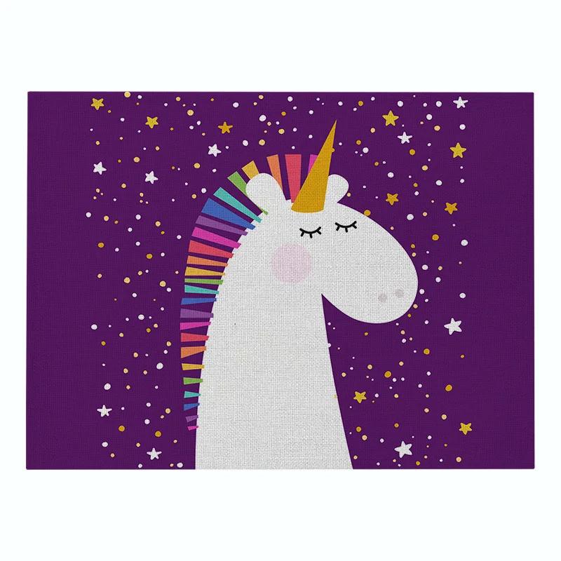 

Nordic INS Cartoon Unicorn льняной коврик для стола нескользящий термостойкий коврик для стола подставка под стакан для напитков кухонные принадлежности 2pcs 30x45cm