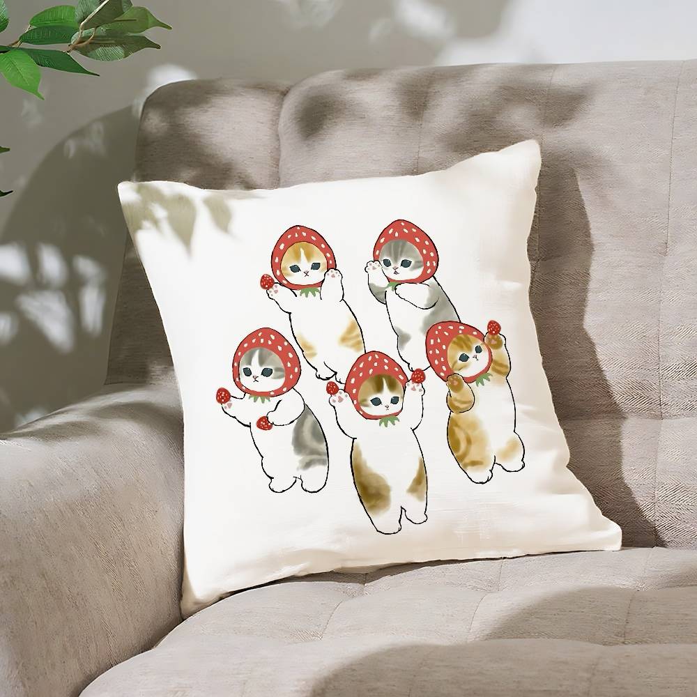 

Cat M-Mofusand Cute Pillow Case Throw Pillow Cover Nordic Vintage Style Cushion Covers Home Living Room Sofa Couch Seat Decor 16x16Inch