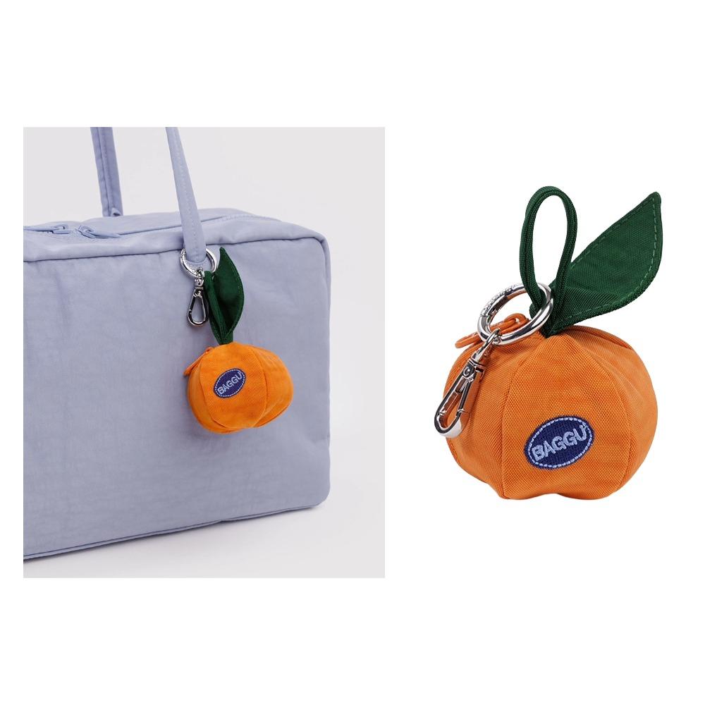 Baggu Mandarin Charm Keyring Pouch - Orange Mini Storage Accessory