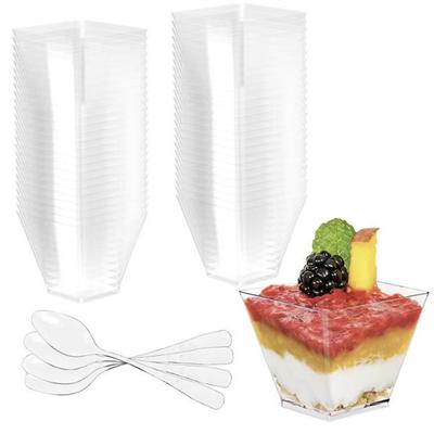 20-50pcs Disposable Dessert Cup Scoop Sets Plastic Dessert Ice Cream Cup DIY Dessert Home Festival Wedding Party Supplies 60ML