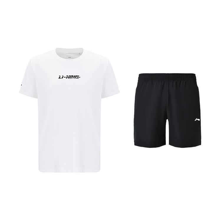 

Серия для настольного тенниса Li Ning Модная повседневная влагоотводящая быстросохнущая футболка Классические универсальные дышащие шорты Повседневный спортивный костюм ATSV609-2+AKSU789-3