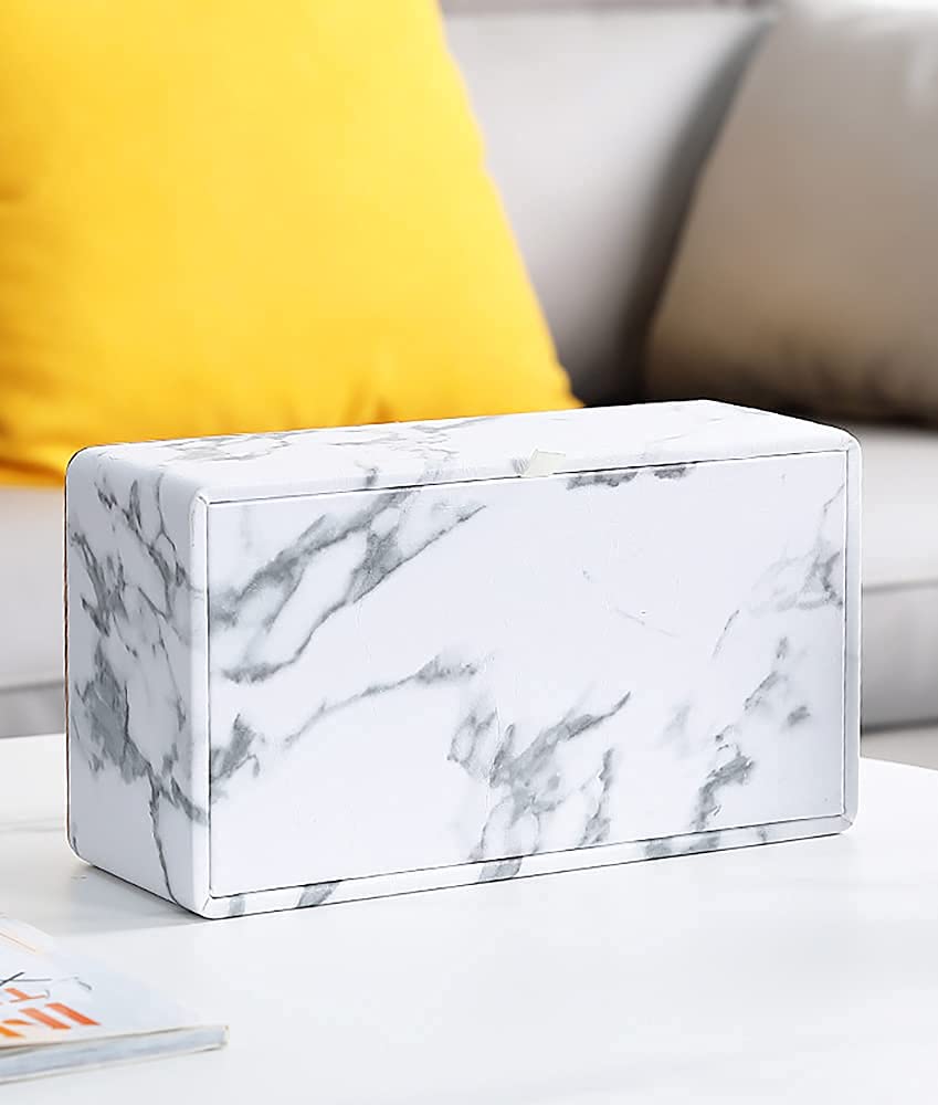 VIEAURA Tissue Case, Marble Pattern PU Leather, Stylish Interior Item