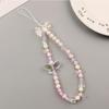 Bowknot Beaded Mobile Phone Chain Charm Acrylic Heart Beaded Pendant Phone Hanging Lanyard Strap Women Girls Sweet Accessories