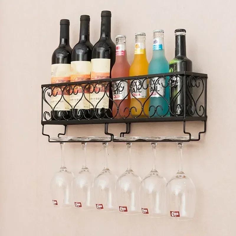 1pcs Wine Rack Cup Glass Holder Display Bar Shelf Wall Mounted Bottle Champagne Glass Hanger Holder Bar Organizer for Kitchen