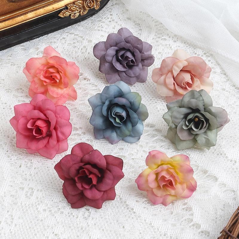 50Pcs Artificial Flowers 4.5CM Fake Flowers for Home Decor Wedding Marriage Decoration Party Supplies DIY Garland Gift Accessory
