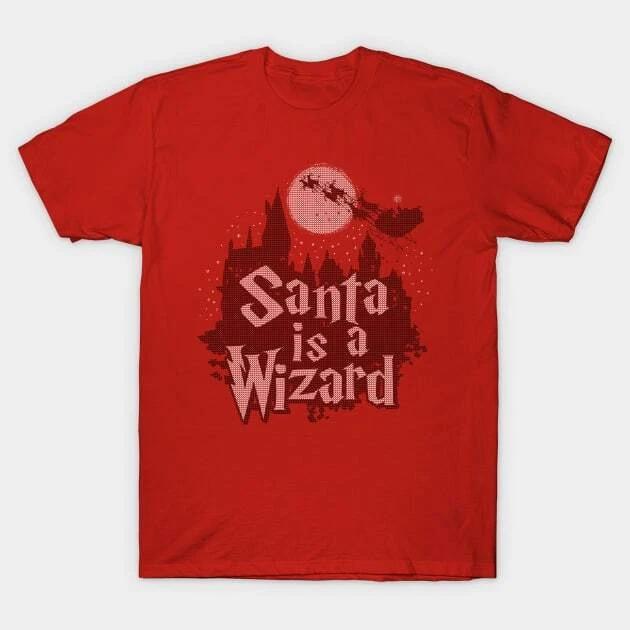 Santa Is A Wizard Funny Fantasy Movie Ugly Christmas Made in Australia T-Shirt XL