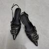 Pointed Toe High Heels Women Wear Belt Buckle Baotou Cold Slippers 2025 Half Drag Back Empty Single Shoes