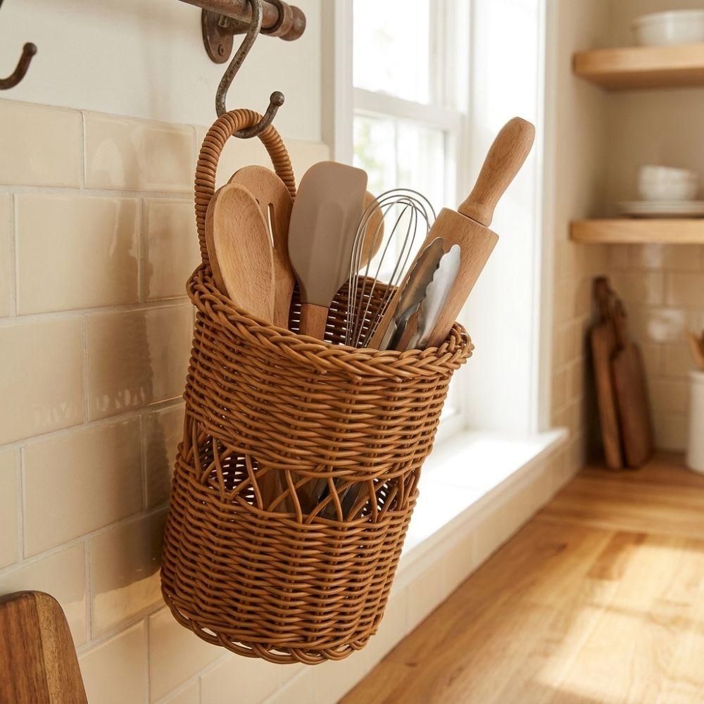 Rust-Resistant Wall Mounted Storage Basket Rustic Style Flower Bucket Flower Vase  Living Room