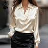 Women's Fashion Casual Spring Autumn Solid Color Print Long Sleeve POLO Neck Blouses & Shirts