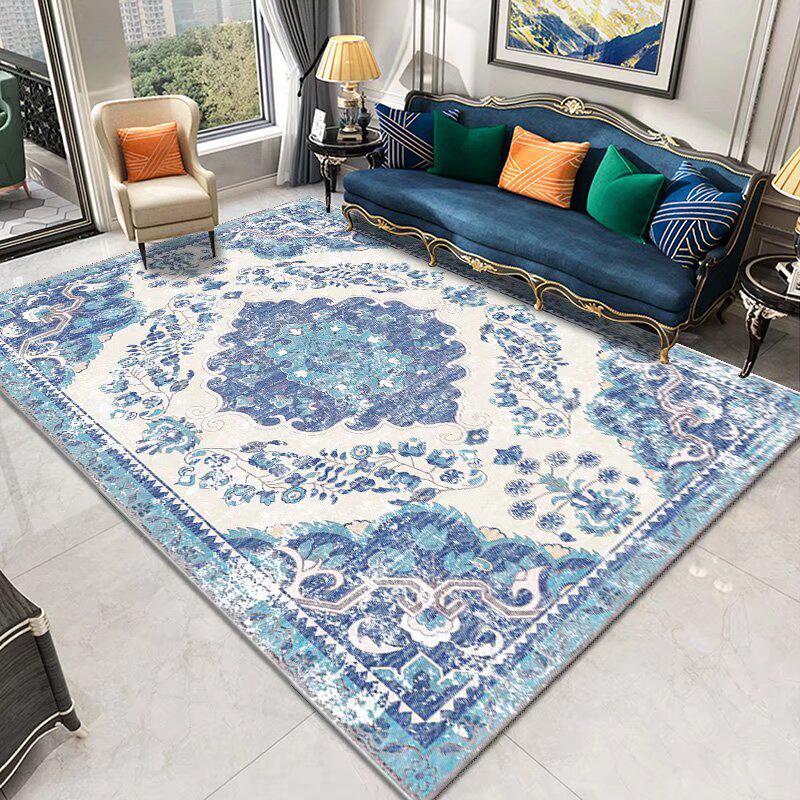 Waterproof TPR Sole Rug: Bohemian Sofa, Coffee Table, Bedside, Living Room Floor Mat - Wipeable, No-Wash Needed
