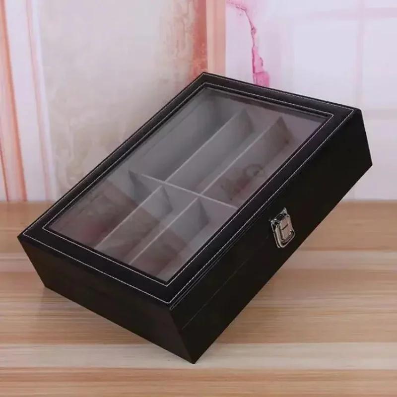 A Top Quality Fashionable Leather Eyeglass Storage Box High Quality 8 Compartments Sun Glasses Display Case for Wholesale