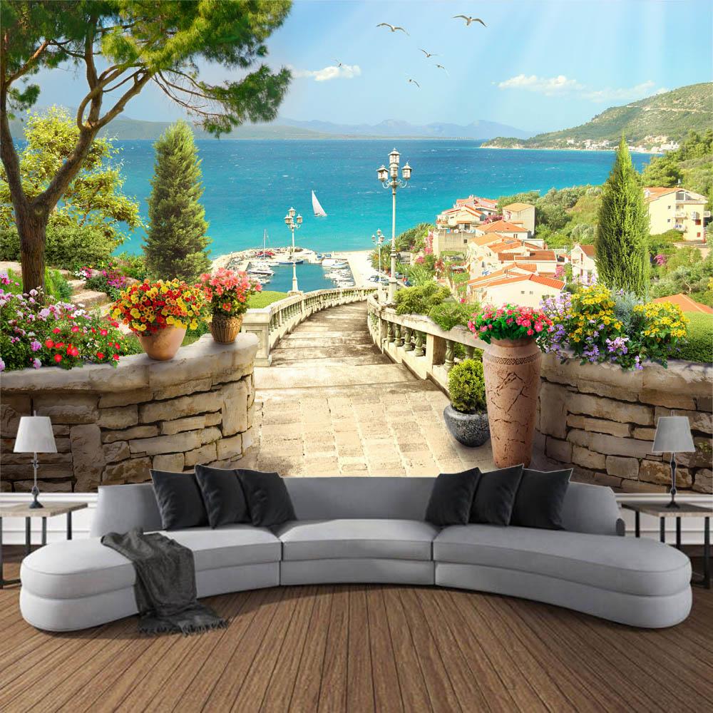 Grande Arazzo Paesaggio Europeo Onirico Appeso a Parete Tessuto Boemo Camera da Letto Soggiorno Murale Decorazione Murale Poster di Sfondo