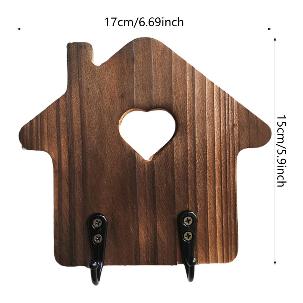 Decorative Wooden Key Hanger Wall-Mounted Key Storage Rack with Hooks House Shaped Entryway Decoration Coat Organizer