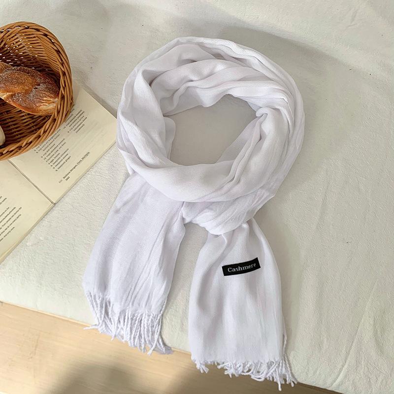Scarf women's winter high-end sense new imitation cashmere solid color versatile warm fringed shawl scarf