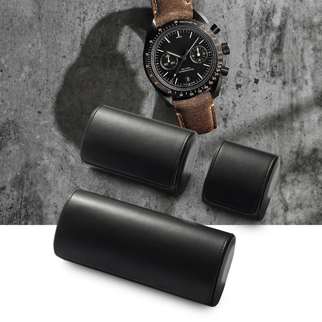 Woodten Luxury Leather Watch Case with Double Travel Watch Storage Gift for Men and Women Slots, Case,