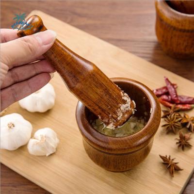 Multifunctional Manual Mortar Pestle Set Wooden Vintage Garlic Grinder Natural Spice Crusher Ginger