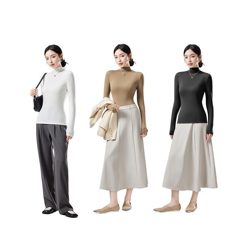 Dámské antibakteriální tričko s dlouhým rukávem a rolákem slim fit na podzim-zimu